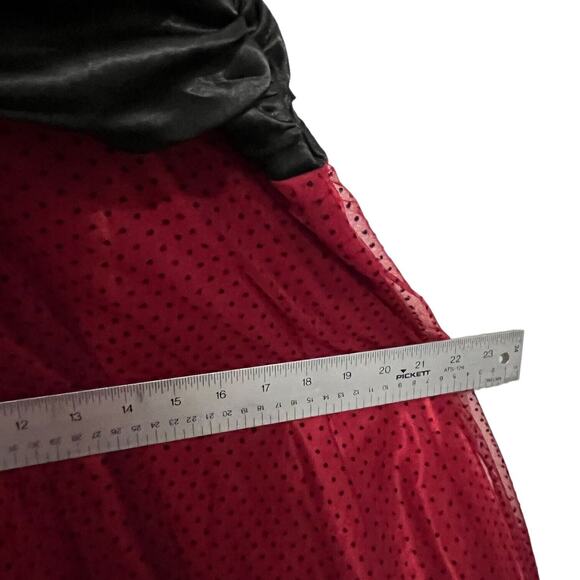 Masquerade Prom Ball Gown Dress Junior Size 3 Women Red Black Swiss Dot Retro - Picture 12 of 15